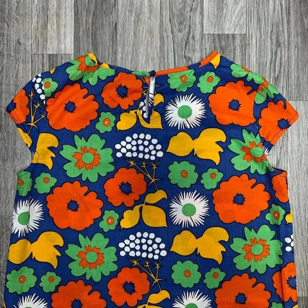 Marimekko X Target Girls Floral Kukkatori Print Cap Sleeve Dress Size Large